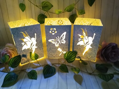 Lembrancinha Luminaria de papel 240g, Jardim Encantado, Borboletas, Fadas SEM Vela de Led