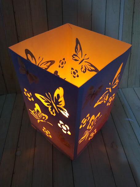 Lembrancinha Luminaria de papel 240g, Jardim Encantado, Borboleta