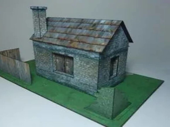Arquivo de Corte : Casa de Pedra com Poço em papel/ PDF.