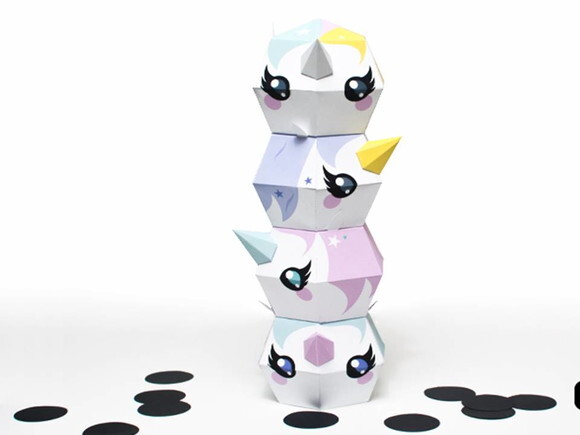 Arquivo de Corte : Unicórnios Totêmicos em papel.