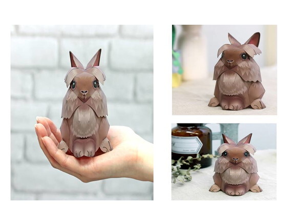 Arquivo de Corte 3d Coelho Leão de Papel em PDF.
