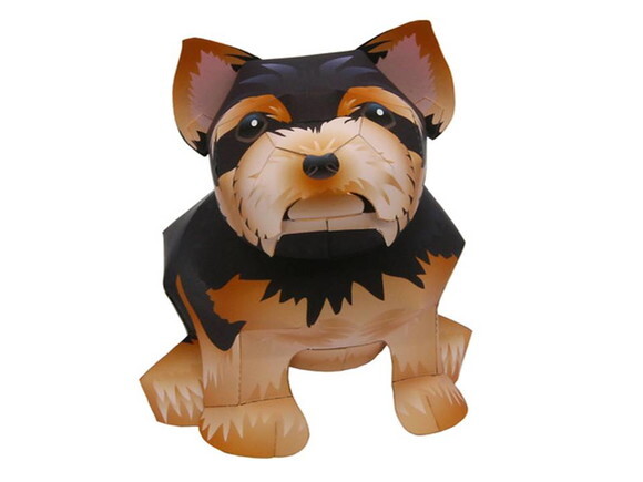 Arquivo de Corte 3d Yorkshire Terrier de papel em PDF.