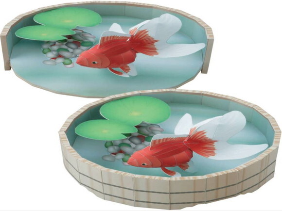 Diorama de papercraft de um peixe dourado / Digital 3d.