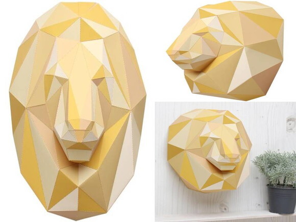 Escultura De Parede Leão de papel/ Papercraft 3d.