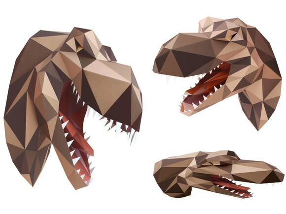 Escultura De Parede Tiranossauro Rex de papel/Papercraft 3d.
