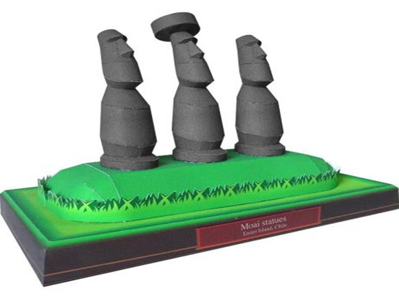 Estátuas Moai da Ilha de Páscoa, Chile / Maquete papercraft.