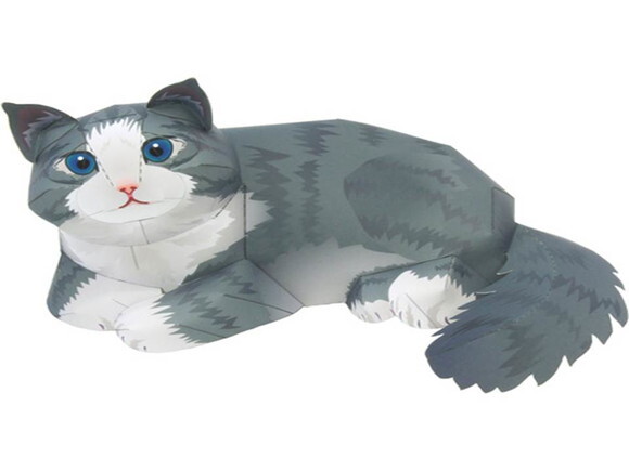 Gato da floresta norueguesa / Papercraft Digital 3D.