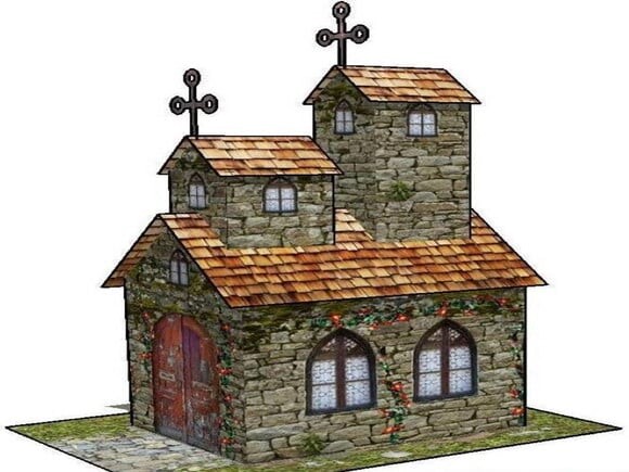 Maquete de Papel de Uma Igreja Antiga Medieval/papercraft 3d