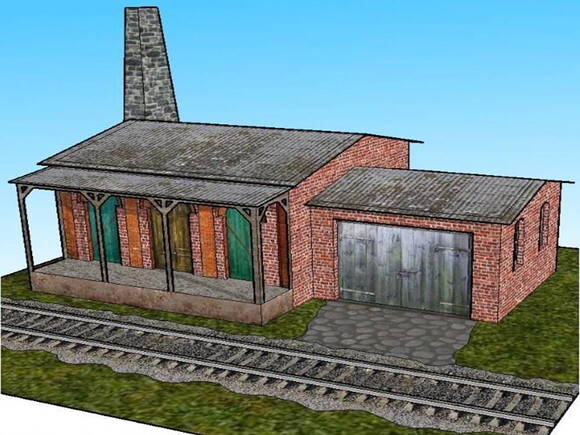 Maquete de papel de um Armazén Ferroviário/ Papercraft 3d.
