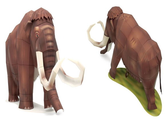 Miniatura de papel de um Mamute/ Papercraft 3d.