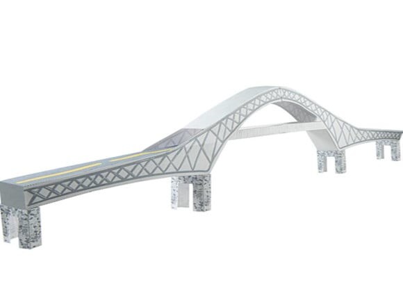 Miniatura de papel Ponte das Américas Maquete 3d papercraft.