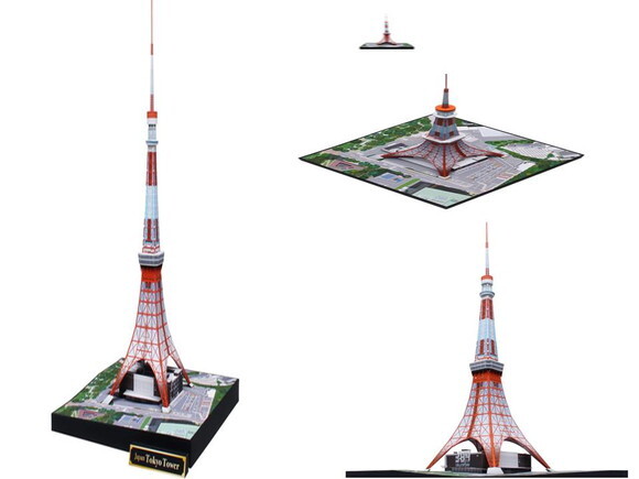 Miniatura de papel Torre de Tóquio, Japão/ Papercraft 3d.