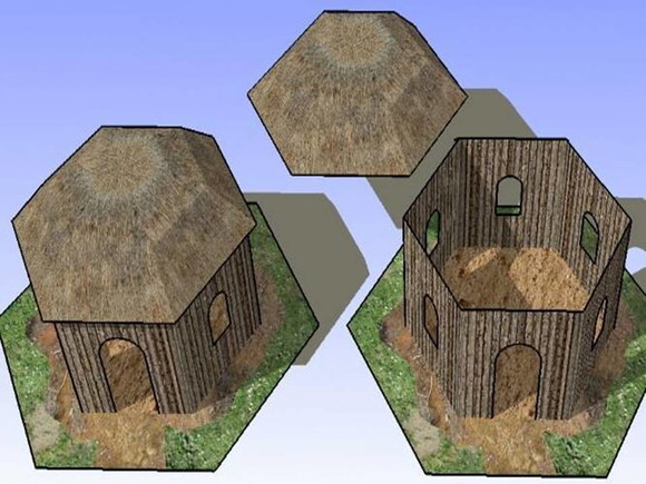 Miniatura em papel de uma Cabana de Savana/ Maquete PDF.