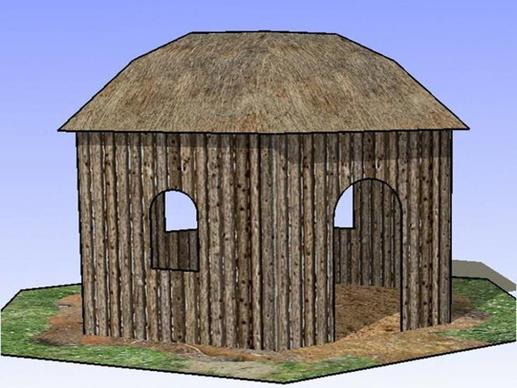 Miniatura em papel de uma Cabana de Savana/ Maquete PDF.
