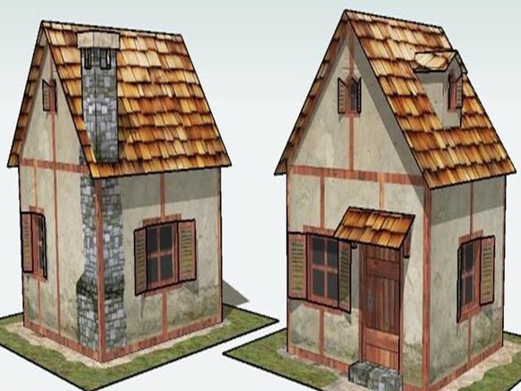 Miniatura em papel de uma casa de campo antiga/ PDF.