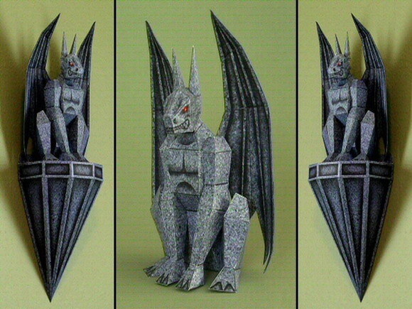 Papercraft de uma Gárgula decorativa/ Maquete 3d.