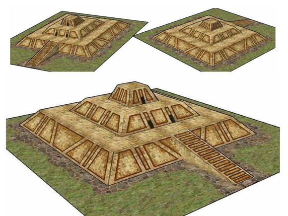 Papercraft de uma zigurate/ Maquete em papel.