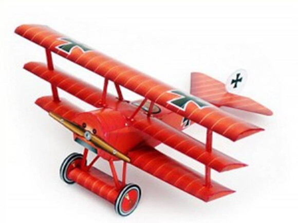 Papercraft do avião Barão Vermelho Fokker Dr. I/ Maquete 3d.