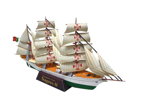 Projeto Papercraft Barco a vela de papel (Sagres 2)/Maquete.