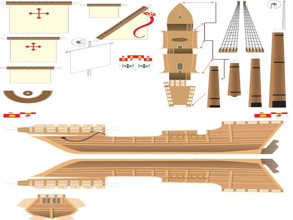 Projeto Papercraft da Caravela de Santa Maria/ Maquete 3d.