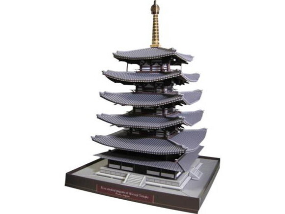 Templo Horyuji, Japão / Maquete 3d papercraft.