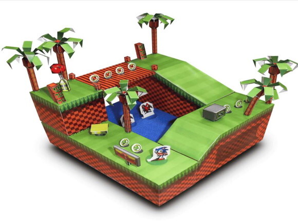 Arquivo em PDF : Diorama Sonic the Hedgehog em papel.