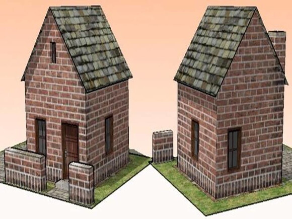 Maquete de papel de uma Casa de Tijolos/ PDF.