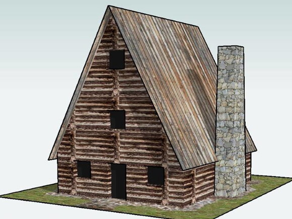 Miniatura em papel de um Chalé/ Maquete PDF.