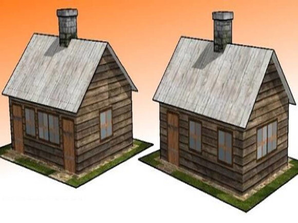 Miniatura de papel de uma Cabana de madeira/ Maquete PDF.