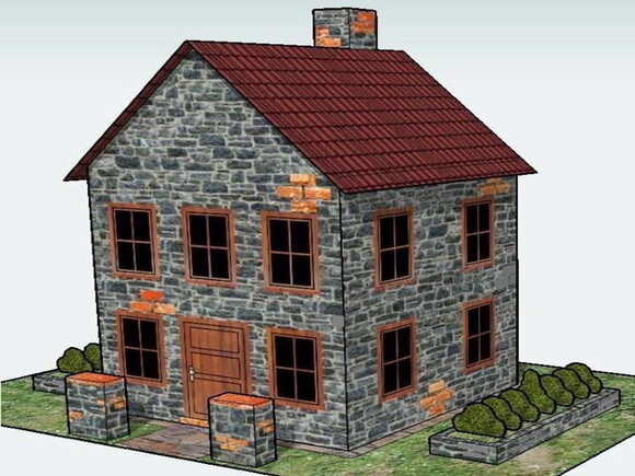 Miniatura em papel de uma Casinha de pedra/ Maquete PDF.