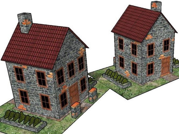 Miniatura em papel de uma Casinha de pedra/ Maquete PDF.