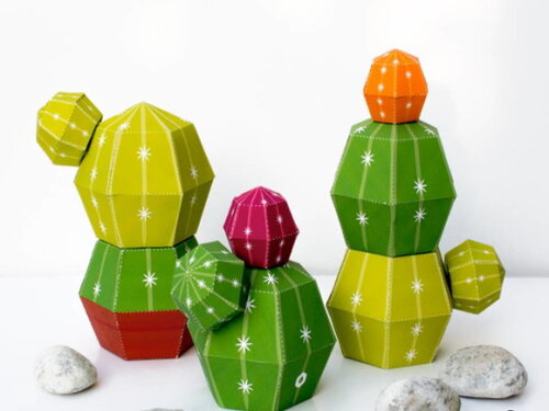 Arquivo de Corte : Cactos Totêmicos em papel.