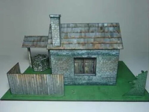 Arquivo de Corte : Casa de Pedra com Poço em papel/ PDF.