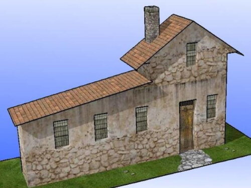 Arquivo de Corte : Casa estilo europeu em papel artesanal.