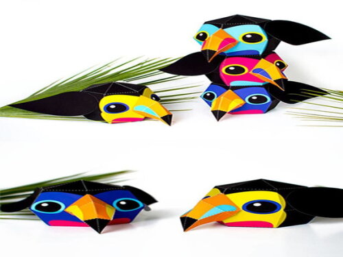 Arquivo de Corte : Tucanos Totêmicos em papel.