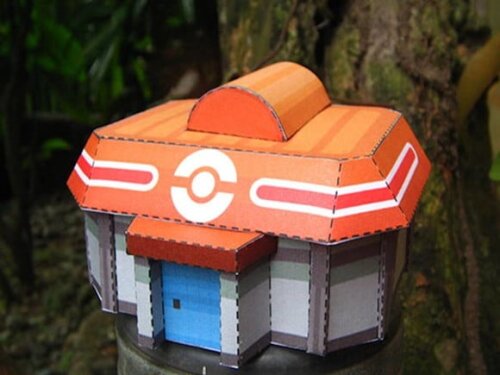 Arquivo de Corte 3d Centro Pokémon em papel.