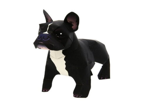 Arquivo de Corte 3d Bulldog Francês de papel em PDF.