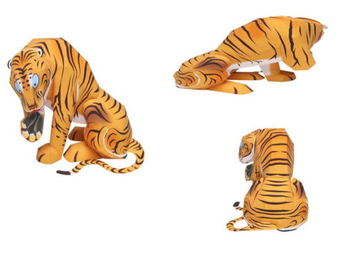 Arquivo de Corte 3d Tigre Estilo Japonês de Papel.