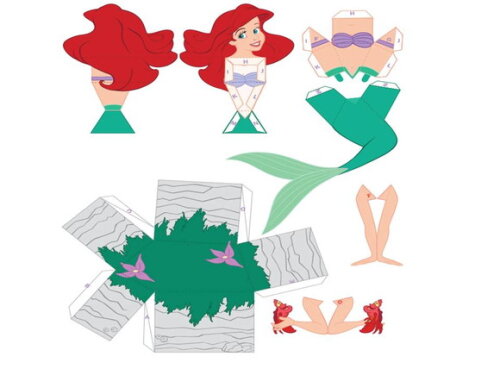 Arquivo de Corte Digital Princesa Sereia Ariel/Papercraft.