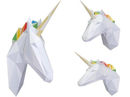 Escultura De Parede Unicórnio de papel/ Papercraft 3d.