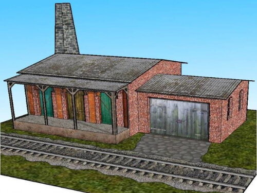 Maquete de papel de um Armazén Ferroviário/ Papercraft 3d.
