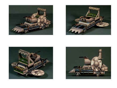 Miniatura de Papel Carro Funerário Batalha Zumbi/ Papercraft