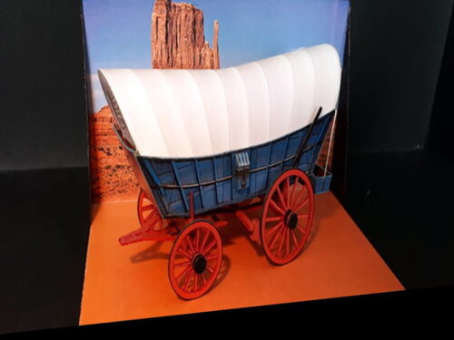Miniatura de papel Charrete Conestoga wagon/ Maquete 3d.