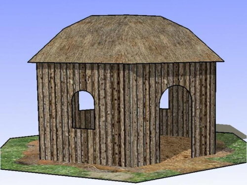 Miniatura em papel de uma Cabana de Savana/ Maquete PDF.