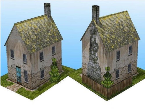 Miniatura em papel de uma Casa de Vilarejo/ Maquete PDF.
