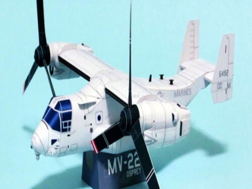 Papercraft de uma aeronave de papel MV-22 Osprey.