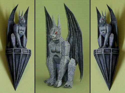 Papercraft de uma Gárgula decorativa/ Maquete 3d.