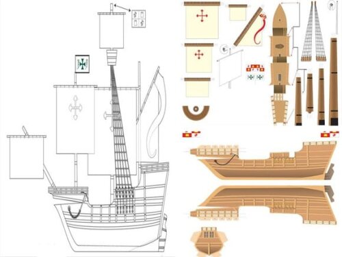 Projeto Papercraft da Caravela de Santa Maria/ Maquete 3d.