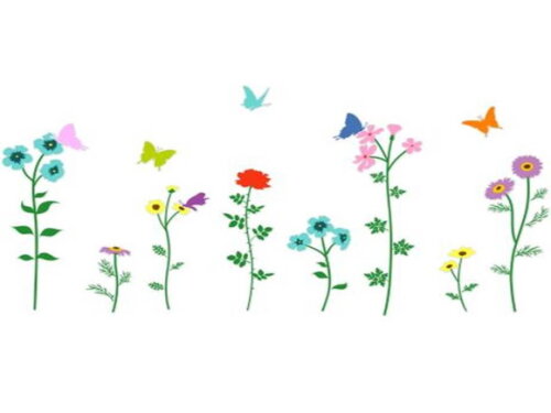 Adesivo Digital de parede (Flores/Borboleta) em PDF.