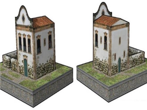 Arquivo de Corte : Igreja Barroca Brasileira em papel/ PDF.